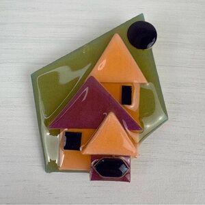 Vintage House Pins by Lucinda Brooch 90s House Brooch Artisan Handmade Acrylic‎